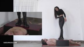 Slave's orgasms under Mistress Cleo's muddy boots A picture in a picture mp4