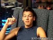 Deviant young smoker solo strokes until unleashing jizz