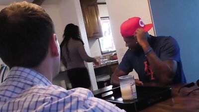 Cuckold watches as his lovely wife fucks with a black man