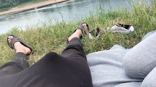My sweet friend just sucked my dick outdoors