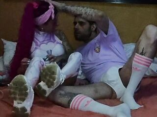 Wild bang after cosplay party..Large weenie..squirt..dildos