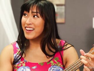 engaging in a sensuous physical meeting with her Oriental lesbo companion