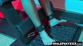 Bound handsome Luca R's gorgeous feet tickled by the master's skilled touch