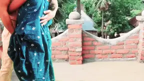 Boobs pressing outdoor