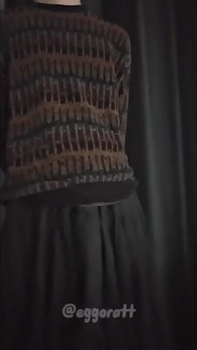 Nerdy Hung Femboy Twink Blasts Cum From Skirt Bulge