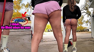 Fannyfemmboi playing naughty outdoors her home, sissy femboy loves to be watched