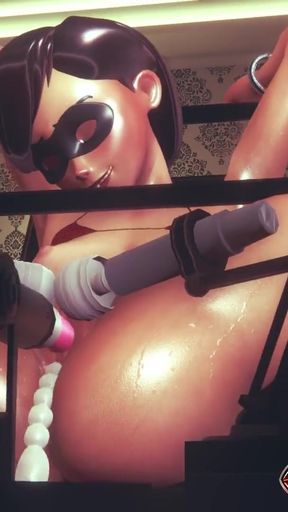 Helen Parr The Incredibles Gets a Wet Orgasm from Sex Machine - Vibrators &amp; Anal Toys in 3D Animation   Clip 1