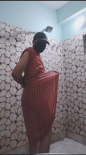 Indian Handsome Young Gay Boy Is Bathing with Towel