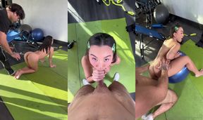 Horny Brunette Kimmy Kimm Shows Her Flexibility To Gym Trainer