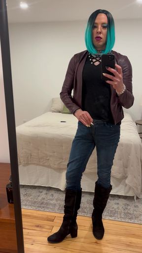 Green haired smoking femboy