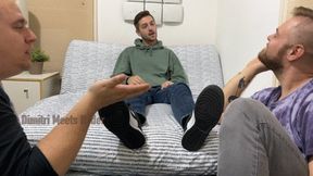 Dimitri Meets Ryder, Feet and Toes Worshiped by Two Guys, Moaning in Pleasure (1080p HD)