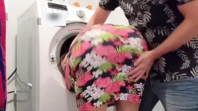 Stepson's laundry room fantasies with his massive-assed stepmom