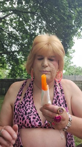 Sucking on a Popsicle Outside!