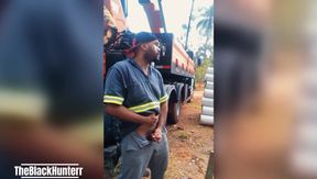 Worker Masturbating at the Construction Site Hidden Behind the Company Truck