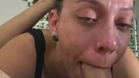 FACE FUCKING A SLUT WITH GLASSES AND CUMMING ON HER FACE