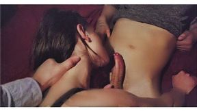Two alpha studs ravage every orifice of luscious Lolita's luscous lips and laced loins