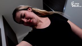 Worn White Socks POV Teasing with Her Big Feet