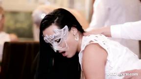 ”Sexy girls with masks screwed in the butt in anonymous glamour group sex”