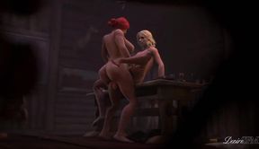 Triss Gets Futanari Destroyed by Two Busty Witcher Girls Corrupted by the Lodge