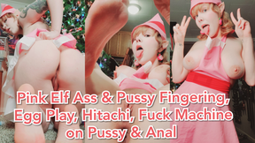 Pink Elf Ass &amp; Pussy Fingering, Egg Play, Hitachi, Fuck Machine on Pussy &amp; Anal