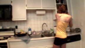 Two babes cook and fuck in the kitchen