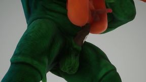 Furry green alien ravages nerd with his monster cock