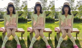 Normal clothes soaked in shameful pee while ladyboys watch