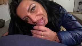 Rainy Night Fetish - Blue Downjacket, Glitter Jeans &amp; Messy Deepthroat 308