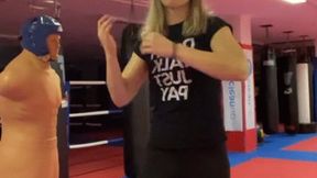 Demonstration of all my powerful kicks on dummy (and trash talk)