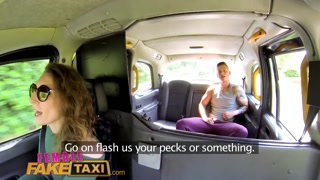 FemaleFakeTaxi Sexy male stripper cums in filthy cab drivers mouth