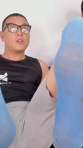Love the Feet of Your Master Tomasstyl in Its Blue Sports Tights