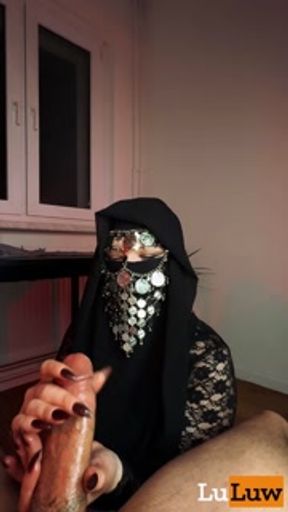 My New Niqabi Roommate In Stockings Surprised Me With Oiled Handjob - LuLuw