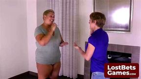 The final strip game loser, left in just her bra