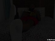 Black jock Dallas shows off his size 12 feet in dirty socks