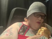 Fatso stuffs her face