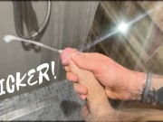 Pulsing DICK under the shower spray💦💦