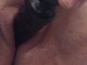Inflatable dildo in pussy