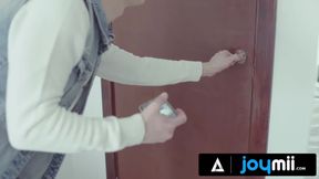 JOYMII - Big Titties Maid Ania Kinski Gets Her Mouth Filled With Cum After Hot Sex