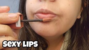 Nude Lipstick Natural Lips Tease - Soft Mouth Close Up
