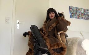 Overknee Leather Boots and Fur Coat Luxury