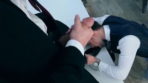 Classy hunk Franky Fox drills suit tailor raw as payment