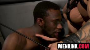 big black cock sub Parker Paynes inverted gagging as Arad Winwin fills his throat