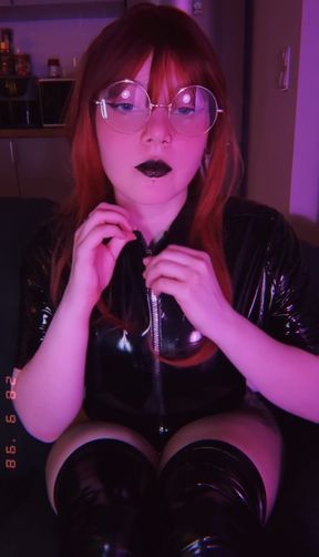 Gothic emo girl in black latex