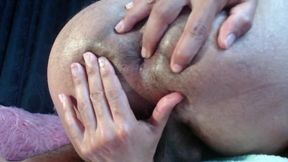 Showing My Tight Hairy Hole in Closeup, Finger in the Ass