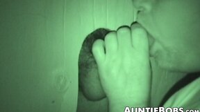 Bearded thick fucker swallows a big bushy glory hole meat