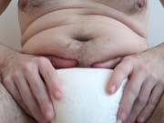 10 minutes of peeing a diaper of a chubby hairy gainer