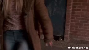 Kiara flashing and peeing