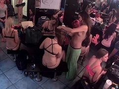 Bunch of strippers hanging out in the dressing room