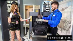 Lonely Trans Flight Attendant Drilled By Tatted Guard