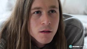 Son walks in on mom playing video games and fucks her hairy pussy